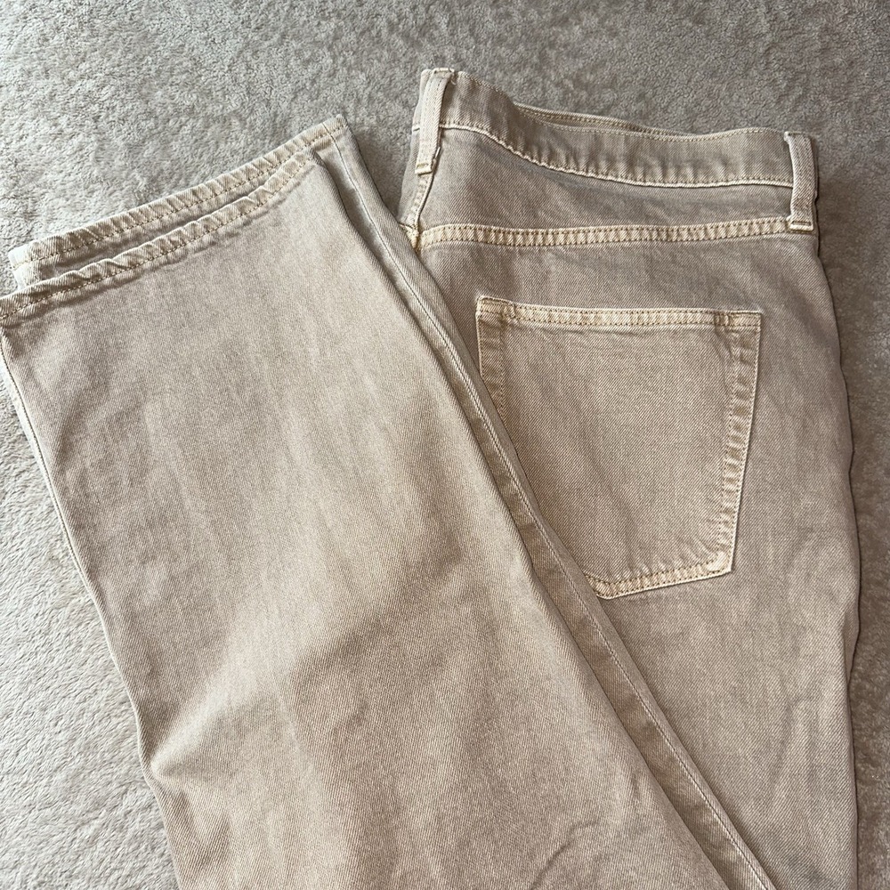 Gap 90s Loose Mid Rise Jeans Womens 32 14R Beige Sand Denim Straight Pants